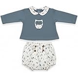 BABIDU | Conjunto Bebé Niño con Sudadera Bordado Búho y Ranita Estampada, Chandal Felpa Algodón Suave, Cuello Camisero, Ropa de 1 a 24 Meses, Regalo Recién Nacido Niño