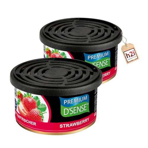 h2i Boîte Parfumée Premium | Strawberry | 2 pièces | Désodorisant auto, camping, bureau & maison | 60 jours de parfum frais, intensité réglable | S'adapte aux...