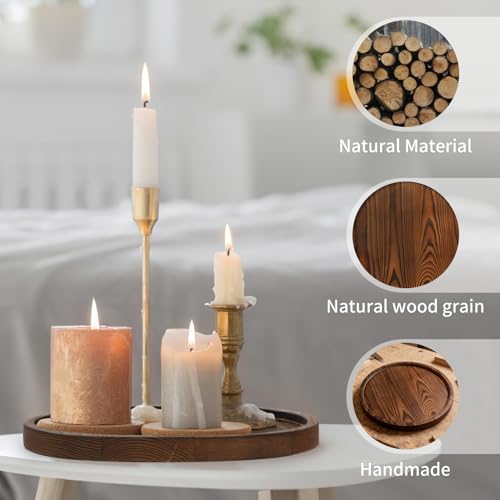 Plateau décoratif rond en bois DEBETOOL pour table basse rustique - 5