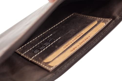 LEAS Banktasche & Geldtasche im Vintage-Style LEAS in Echt-Leder, Dark Cognac - Special-Edition