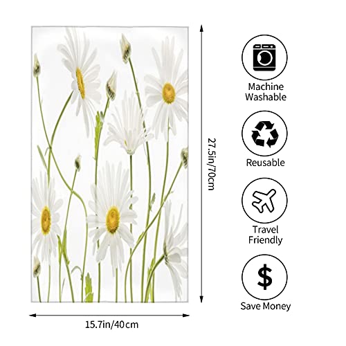 Covasa Daisy Hand Towels For Bathroom,Set Of 2,Summer Flower Floral Nature Macro High Key Ox Eye Daisy Daises Flowers,Soft Absorbent Small Bath Towel Kitchen Dish Guest Towel Home Decor 15.7"X27.5" #TOP4