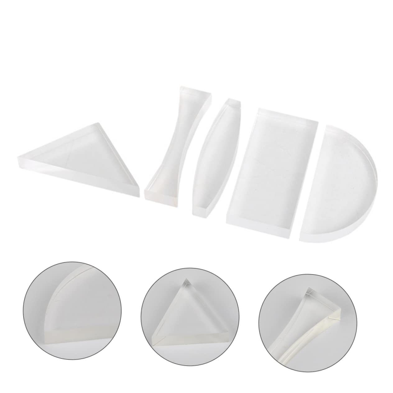 ULTECHNOVO 15pcs Optical Lens Kit Transparent Semicircular Triangular Rectangular Glass for Physics Teaching Tools for Optical Experiments and Refraction Principles