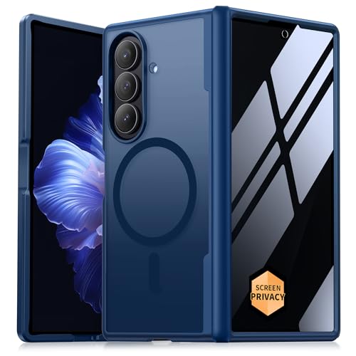 MOBOSI Magnetic for Z Fold 7 Case with Privacy Screen Protector, Compatible with Magsafe, Full-Body Slim Coverage Hinge Protection, Shockproof Phone Cover for Samsung Galaxy Z Fold7, Blue Shadow