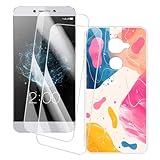 OAGELIM 2er Pack Bildschirm Schutzfolie + Hülle Kompatibel mit LeEco Le 2 Pro (5.5 Zoll) Künstlerisch Bedruckte Hülle & Gehärtetes Glas Kratzfest (Bunt)