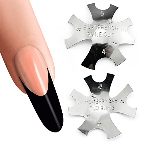 Dual Use Almond C Shape Easy French Smile Line Nail Art Manicure Edge Trimmer Nail Cutter Acrylic Tool with 8 Sizes, HJ-NAT199-FS12