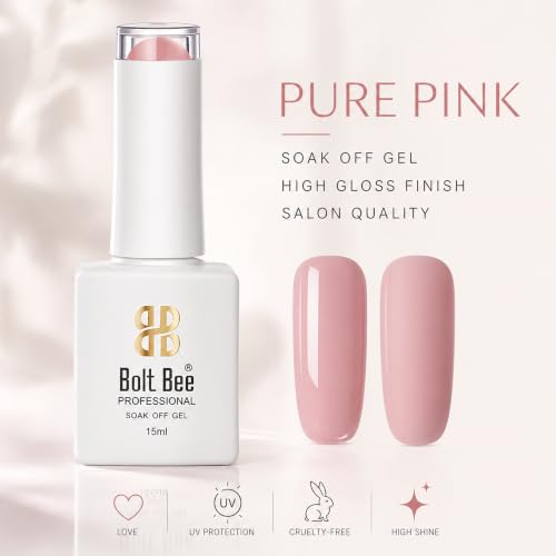 Image of BOLT BEE 15ML Gel Nail Polish 1Pc Clear Pink Glitter Nail Polish Soak Off UV LED Nail Gel Polish Nail Art Starter Manicure Salon DIY at Home, 0.5 OZ (1) (117)