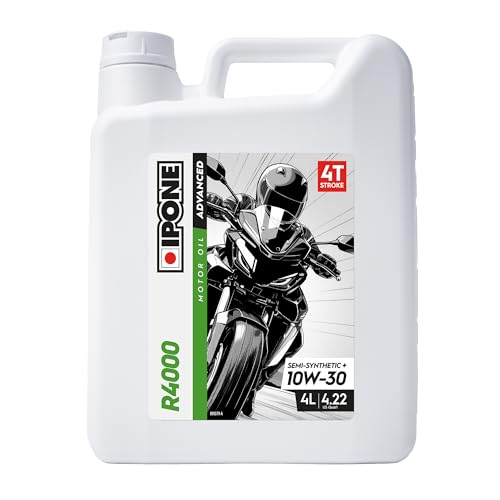 IPONE - Huile Moto 4 Temps 10W30 R4000 RS - Semi-Synthétique avec Esters - Haute Performance pour les Motos de Route -Protection Optimale du Moteur - Anti-corrosion - Anti-oxydation - 4L