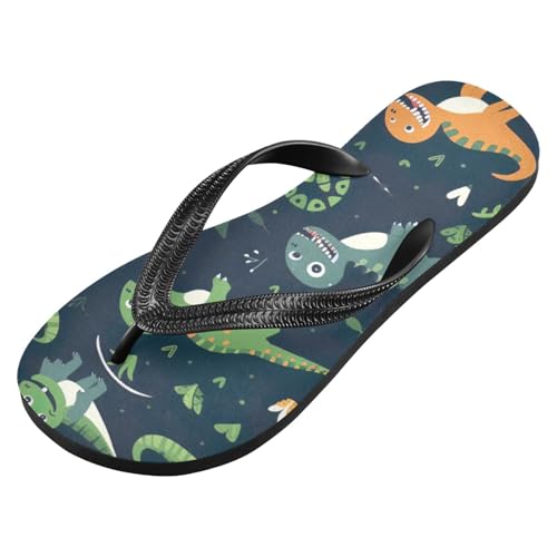 Womens Flip Flops Cute Dinosaur GreenNon-Slip Casual Beach Slippers Rubber Sandals214B2652