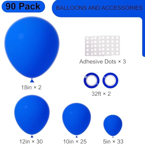 Image of Voircoloria 90pack Blue Balloons Different Size 18 /12 /10 /5 Inch Pastel Green Balloon Garland Arch Kit for Baby Shower,Graduation, Wedding, Birthday, Gender Reveal, New Year Decorations