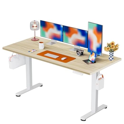 ErGear Height Adjustable Electric Standing Desk, 63x 28 Inches Sit Stand up Desk, Large Memory Computer Home Office Desk (Natural)