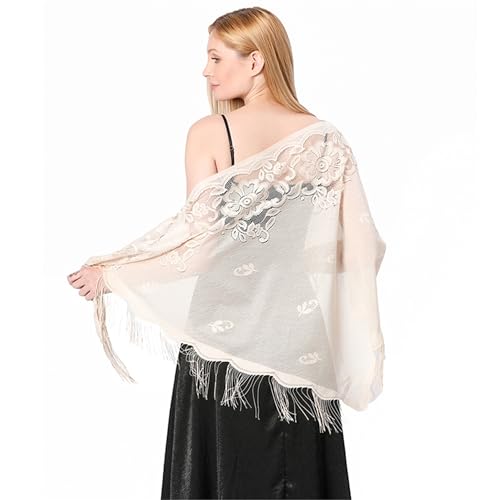 Women's Lace Triangle Scarf Shawl with Tassels Wraps for Brides and Women Swimwear Cover Up.(P10)