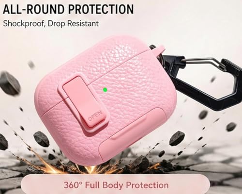 Image of for Leather AirPods Pro 3 Case 2025| Cute iPod Air Pods Pro 3 Case with Magnetic Lock | with Phone Holder & Keychain | Airpods 3 Pro Cases for Man Women(Model A2700 /A2931)(Pink)