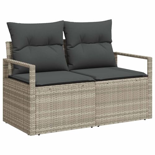 vidaXL Garten-Sofa mit Kissen 120 x 62 x 69 cm Poly-Rattan, Garten und Terrasse, Leichter modulares Outdoor-Sofa, modernes, haltbares Möbel für entspanntes Relaxen