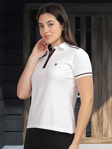 Image of STELLERS Women's Zipper Polo Collar T-Shirt| Feather Touch Feel | Warm| Regular Fit| Odour Resistant| Anti-Static| Wrinkle Free | Quick Dry | Stretchable | Lightweight | Sweat-Proof