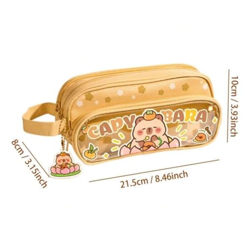 Image of Pencil Pouch with Large Capacity Cartoon Pattern Pencil Case, Aesthetic Pencil Case for Girls Multifunctional Stationery Organizer (3 Layers Cute Panda Pouch - Brown)