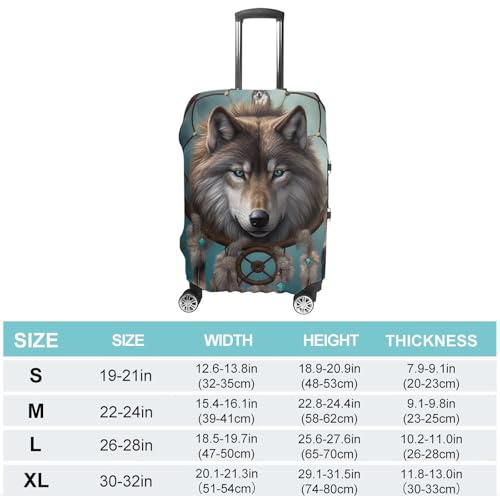 Travel Wheeled Suitcase Sleeve Dustproof Anti-scratch 3D Wolf Dream Catcher Luggage Case Protective Cover For 19-32 Inch Luggage2