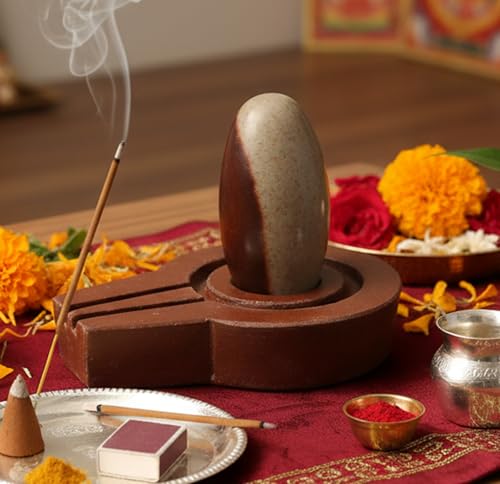 ESPLANADE Narmadeshwar Shivling Shiva Lingam Narmada Pierre Jaladhari Narmada Pierre pour temple Mandir Home – Marron – 10,8 cm, religieux