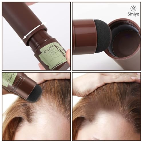 Image of SIMIYA Instant Natural Hairline Colour Touch-Up Powder for Women & Men - Black | Hair Shading Sponge Pen, Hairline Shadow Powder Stick, Quick Hair Root Touch-Up Stick (BROWN, PACK OF 2)