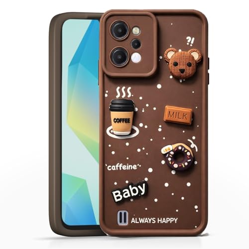Image of Bintage Ball Bear| Donut| Milk Cake| Baby| Coffee Rubber Case Camera Protection Back Cover Compatible for Realme C31 - Brown
