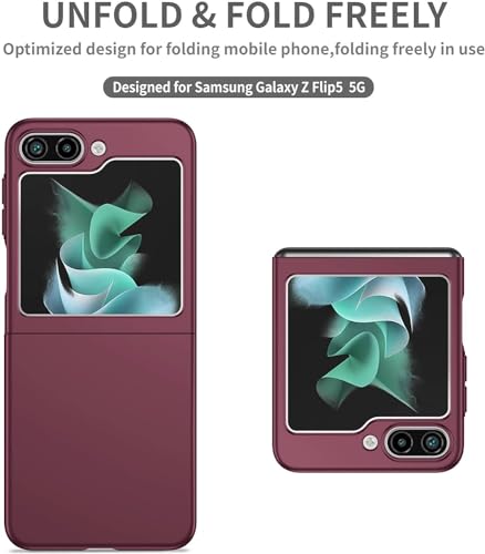 Image of MIDOS Back Cover Compatible with Samsung Z Flip 5 Silicone Case Full Protection Shock Proof Case for Samsung Galaxy Z Flip 5 (Wine)