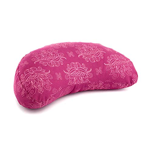 Bodhi Cojín de Meditación Yogi Moon | Maharaja Collection | Cojín de Yoga Con Relleno de Trigo Sarraceno | Funda Estampada 100% Algodón | Para Yoga y Meditación | Berry/Lotus