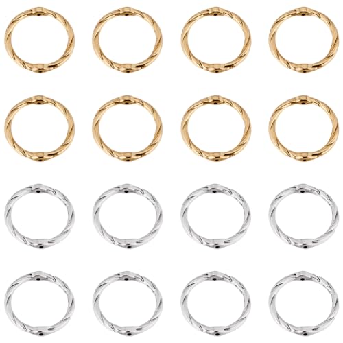 SUNNYCLUE 1 BOX 80PCS 20mm Alloy Circle Bead Frame Spacer Beads Silver Gold Double Hole Round Link Ring Bezel Hollow Connector Frames Bead for Jewellery Making Beading Accessories Diy Earrings Craft