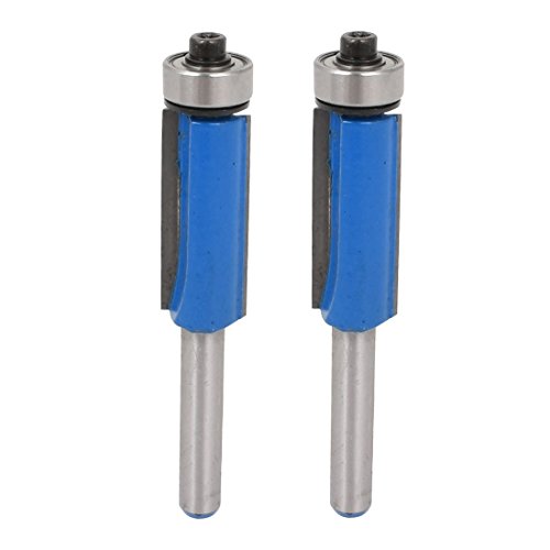 Aexit 2 Pcs Special tool Straight drill hole Double Edged Flush Trim Router Bit 1/4