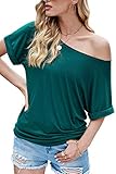 Stilvolles Design: Die sommer tops damen sind schulterfrei, fledermausärmel, oversize shirt, plain oberteile, strickpullover mit schlitzhals und casual tunika. Das schulterfreie und kurzarm shirt hebt sie von der masse ab.
