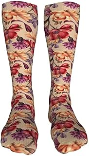 702 Unisex Running Socks Wild Red Purple Flowers Athletic Socks Soft Walking Socks Funky Work Socks For Runing Men 50Cm