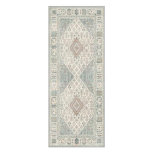 GENIMO 2x10 Non Slip Hallway Runner Rug, Machine Washable, Thin & Low Pile Lightweight for Kitchen, Laundry, Entryway, Bedroom & Living Room, Green