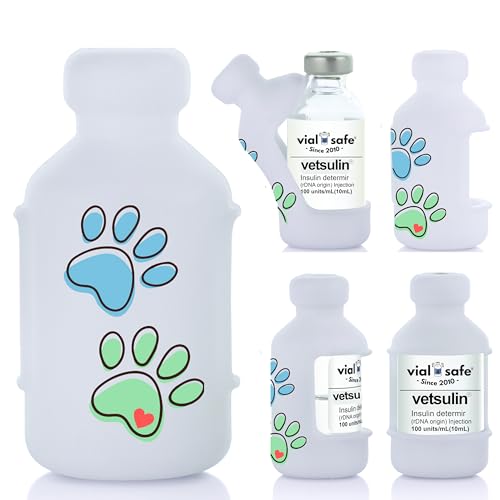 VIAL SAFE for Pets | Insulin Vial Protector Case | Secure Insulin Bottle Protector & Cover for 10mL Vials - Fits Vetsulin 10mL | 2-Pack | Paw Prints