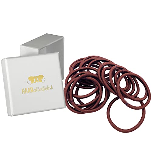 Haarallerliebst Women's Hair Scrunchies Medium Brown for Brown Hair (Pack of 20, 4.5 mm Thick)