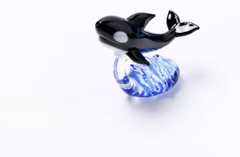 Miniatura 8 de Figuras de ballenas de cristal coleccionables sopladas a mano, escultura de delfines de cristal, pisapapeles de animales marinos para regalos,