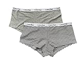 Calvin Klein Women`s Carousel Cotton Boyshorts 2 Pack (H_Grey(QP1090-060)/Bardo, Medium)