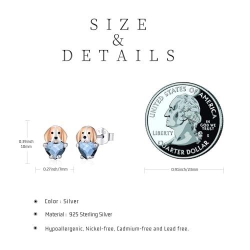 Image of 925 Sterling Silver Dog Earrings Cute Animal Puppy Stud Earrings Dog Jewelry Gifts for Women Girls Pet Lover Hypoallergenic Earrings for Sensitive Ears