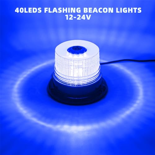 Image of Blue LED Beacon Lights 12-24V Warning Safety Flashing Emergency Roadside Strobe Mini Light Bar with Magnetic Base for Snow Plow Truck Construction Vehicles Forklift Tractor Golf Carts 1-Pcs