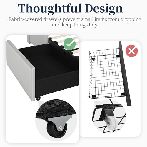Yaheetech YT-00137724 Queen Size Bed Frame With 2 Usb Charging Station/Port For Type A&C/3 Storage Drawers,Leather Upholstered Platform Bed thumb #8