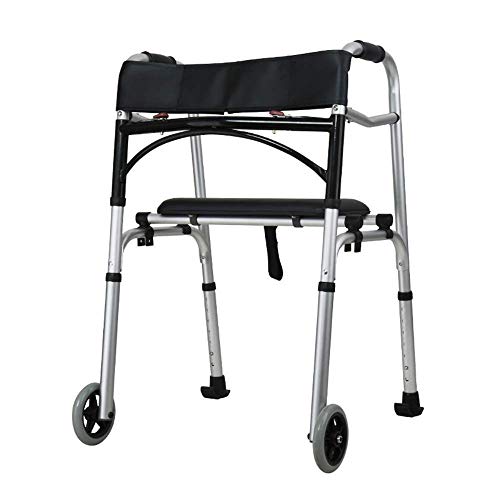歩行器、歩行器、移動補助具 高さ調節可能なドライブウォーカー PUシートボードと背もたれ付き 軽量折りたたみウォーキングフレーム ローリングウォーカー kxtmm