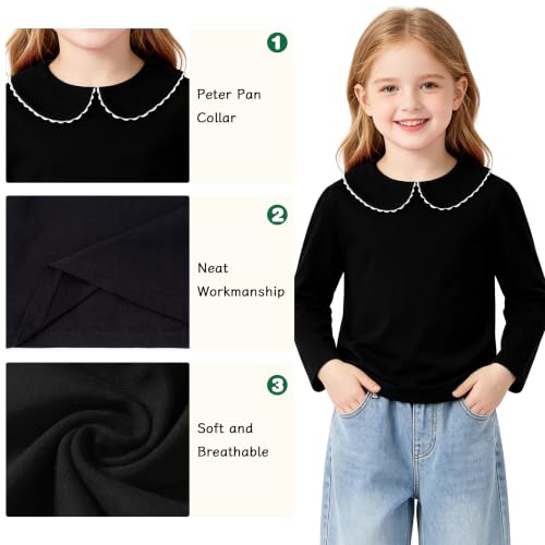 Image of LYSMuch Toddler Girl Long Sleeve Peter Pan Collar Top