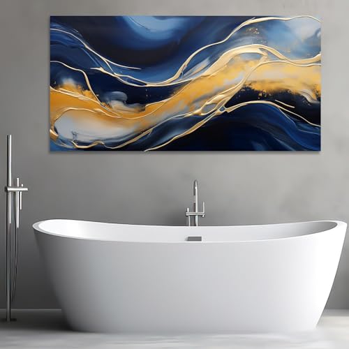 Toile murale abstraite pour habiller un mur vide avec cette affiche bleu marine 60x120 cm