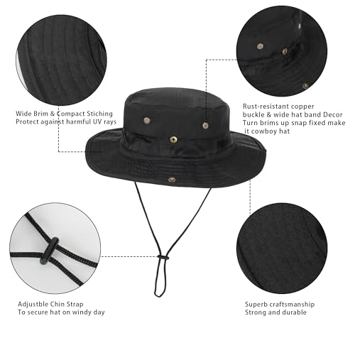 Image of Wide Brim Sun Boonie Hat with Uv Protection for Women Men Safari Military Beach Costume Oufits