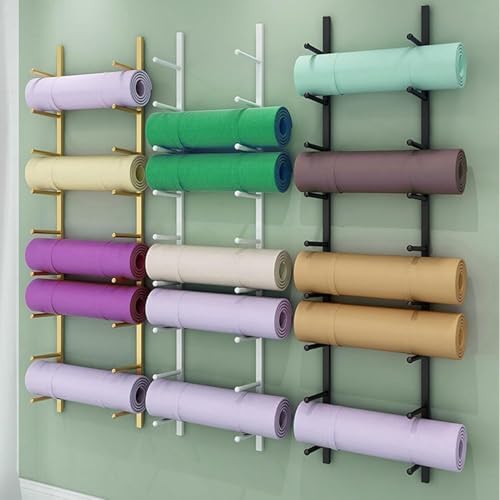 Wall Mount Yoga Mat Storage Rack - Metal Gym Organizer, Space-Saving Holder for Foam Rollers & Workout Mats, Perfect for Home & Studio Fitness Solutions image 2