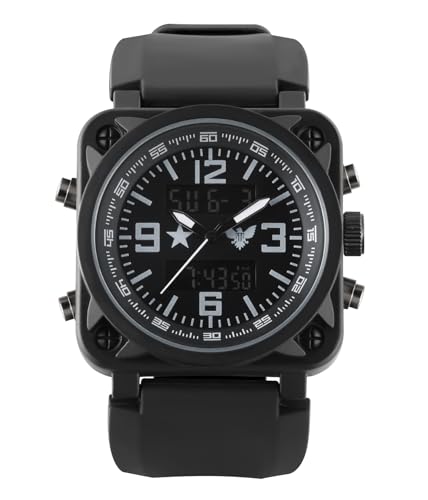 GREENTREEN Analog Watch with Silicone Strap for Men: Dual Movement Wristwatch for Outdoor Training Daily Wear