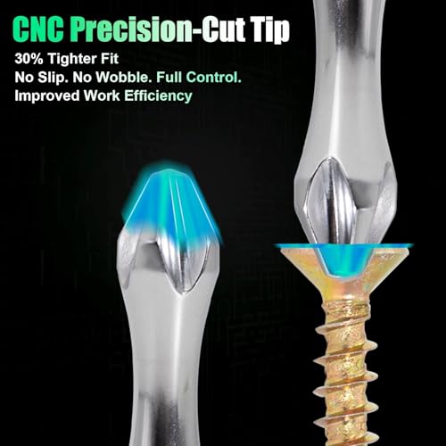 Hitscrews Magnetic Screwdriver Bits PH2#2 (S2 Steel, White Chrome, 4 Inch Long, CNC Phillips Tip) – Impact Driver Bits for Cabinets, Drywall, Hard-to-Reach Areas – 10 PCS - Image 4