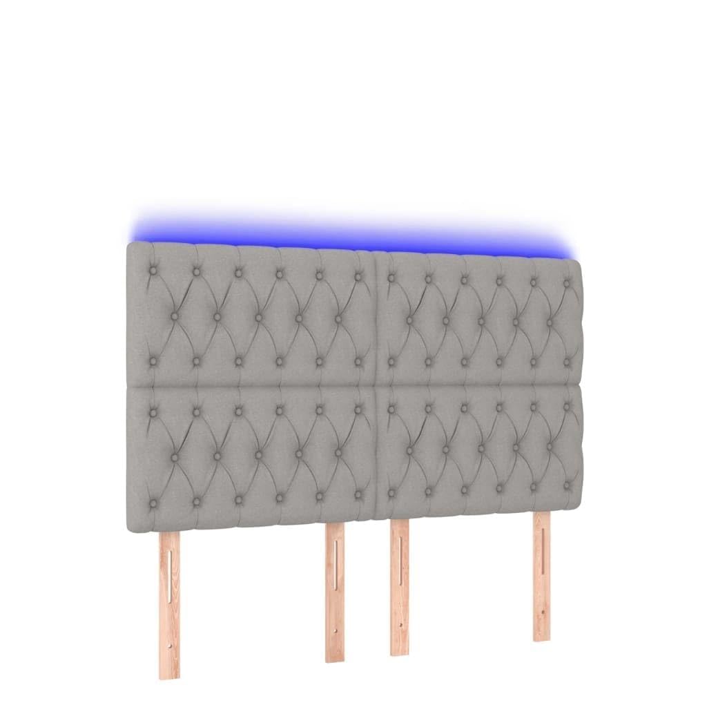 Cabecero de cama LED gris claro, 144 x 7 x 118/128 cm, altura ajustable con cambio de color, funda de tela acolchada, para dormitorio moderno, para jóvenes y adultos