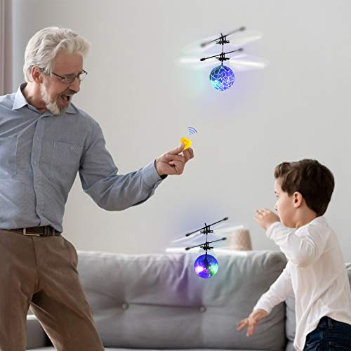 Flying Ball Toys, RC Toy for Kids Boys Rechargeable Light Up Ball Drone Infrared Induction Helicopter with Remote Controller for Indoor and Outdoor Games Girls Gifts for Teens 2 PCS