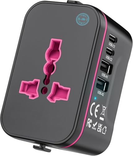 Image of Universal Travel Adapter Worldwide, European Travel Plug Adapter with 2 USB C, 2 USB A and Multi AC Outlets, International Power Converter All in One Universal Charger Power Adapter for EU US UK AUS