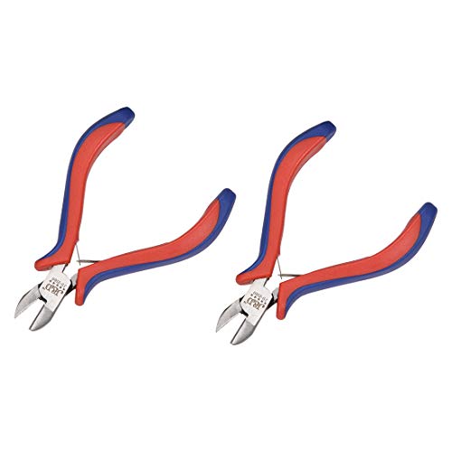 uxcell Diagonal Cutting Pliers 5 Inch Wire Cutter Side Cutting Pliers Non Slip Red+Blue Grip 2 Pcs