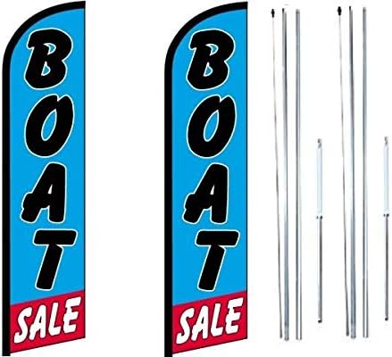 OnPoint Wares Boat Sale King Flag Sign With Complete Hybrid Pole set - Pack of 2-(FI)
