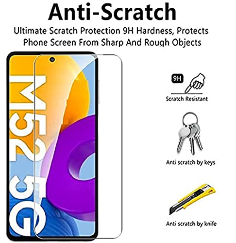 Image of ZARALA Tempered Glass Screen Protector Compatible for (Black) with Edge to Edge Coverage and Easy Installation kit (Samsung Galaxy M52)